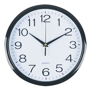 30cm Wall Clock - Black Trim (Code: I391B)